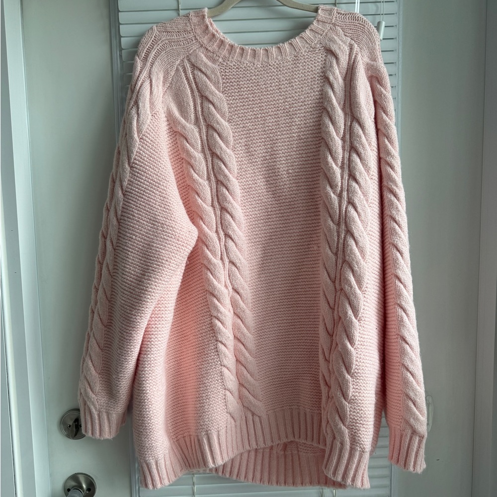 Adele Cable Knit Big Sister Sweater | Bubble Gum Pink